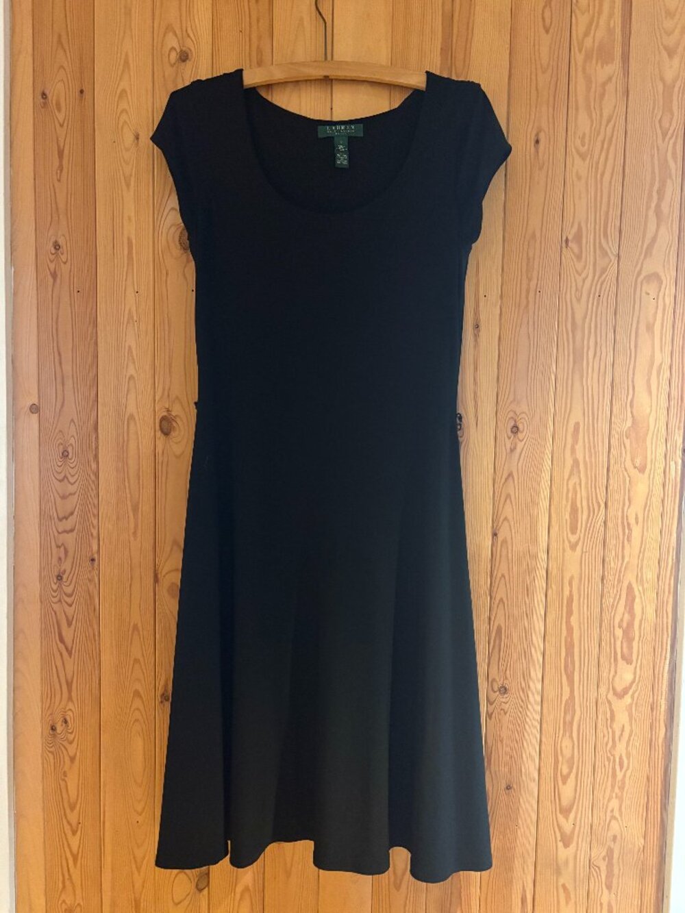 Ralph Lauren Black Cap Sleeve Flowy Midi Office Dress
